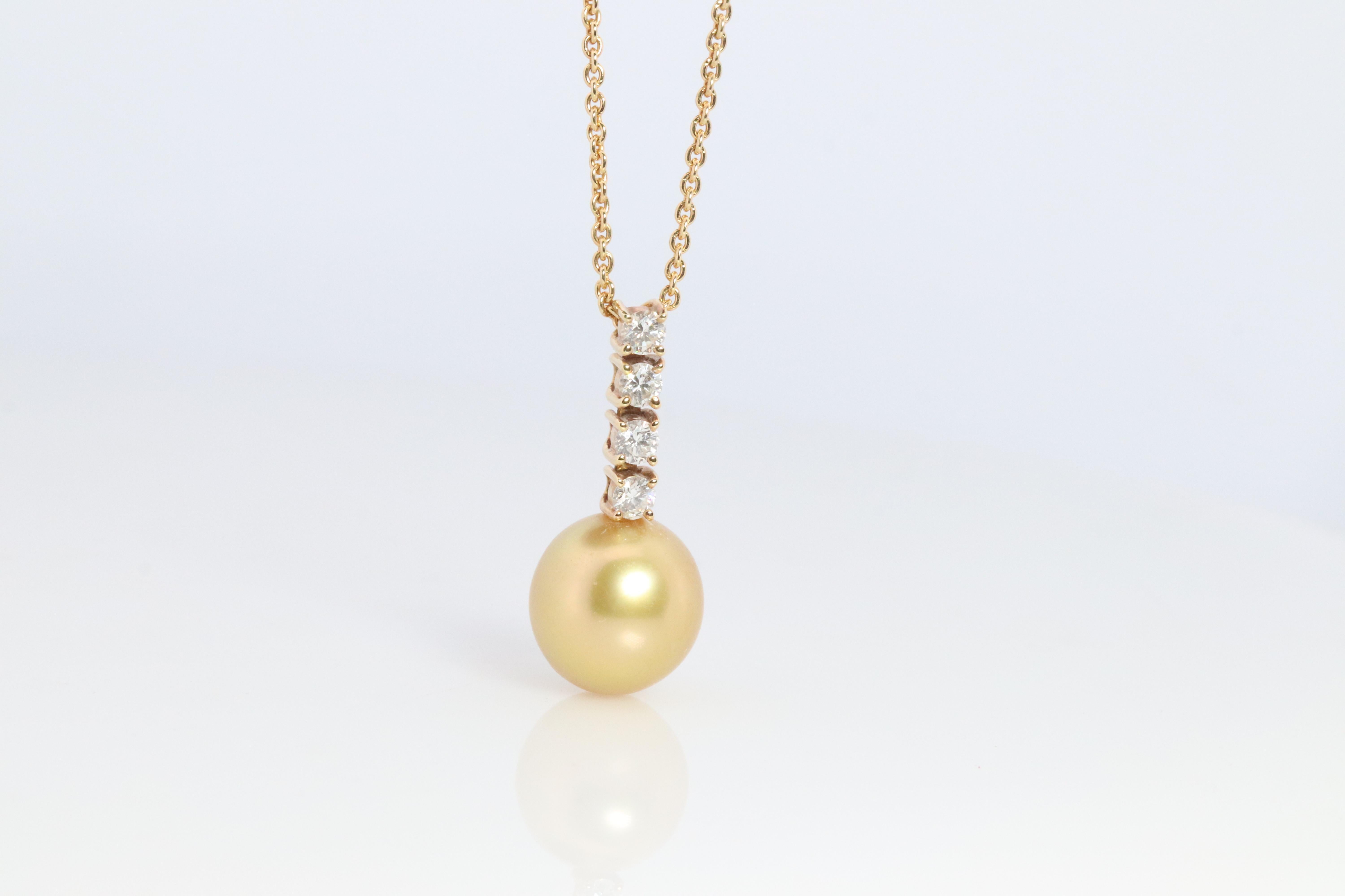 Mikimoto-Anhänger. Echte 18k Gelbgold Mikimoto Südseeperlenkette (Moderne) im Angebot