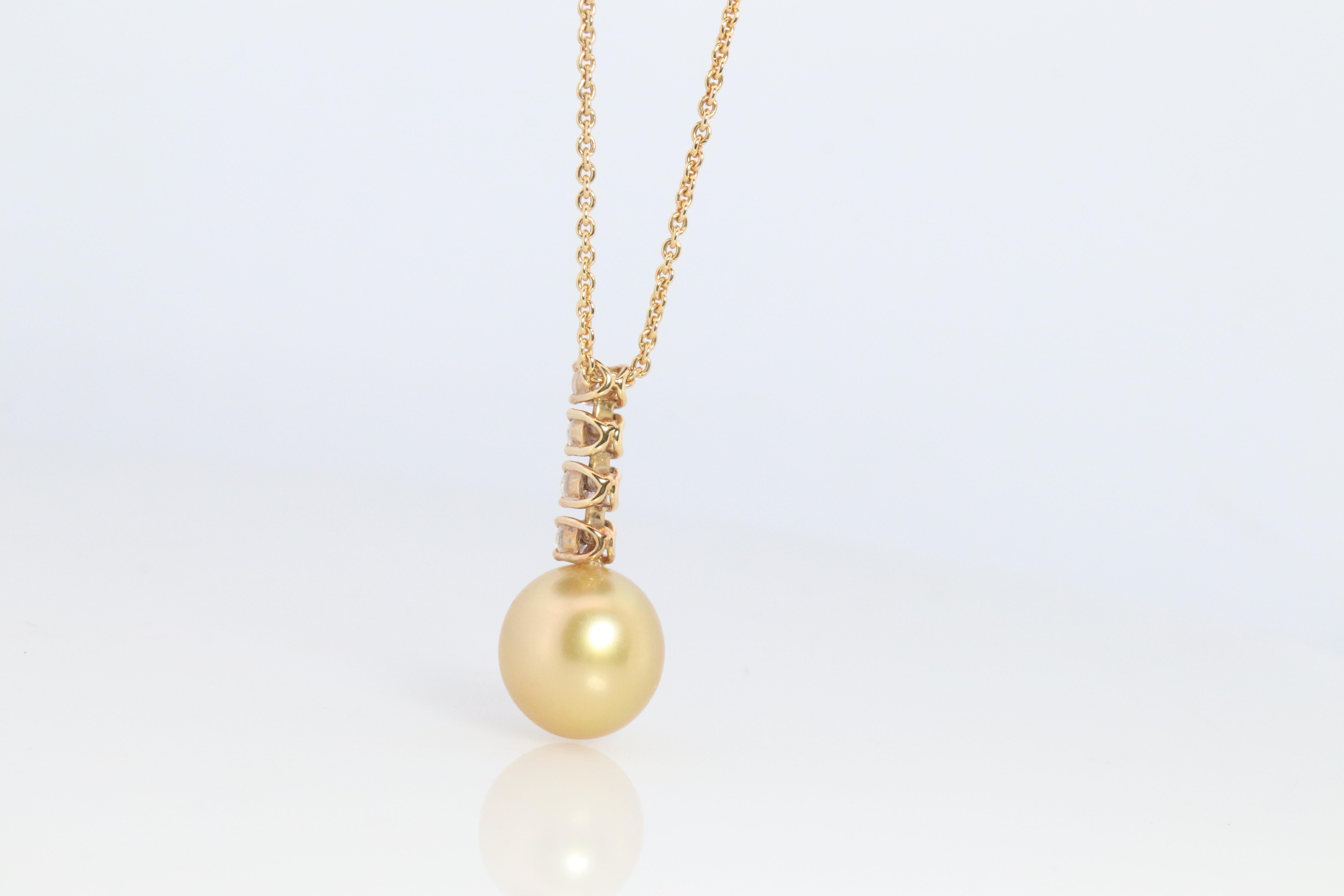 Mikimoto-Anhänger. Echte 18k Gelbgold Mikimoto Südseeperlenkette im Zustand „Gut“ im Angebot in Port Charlotte, FL