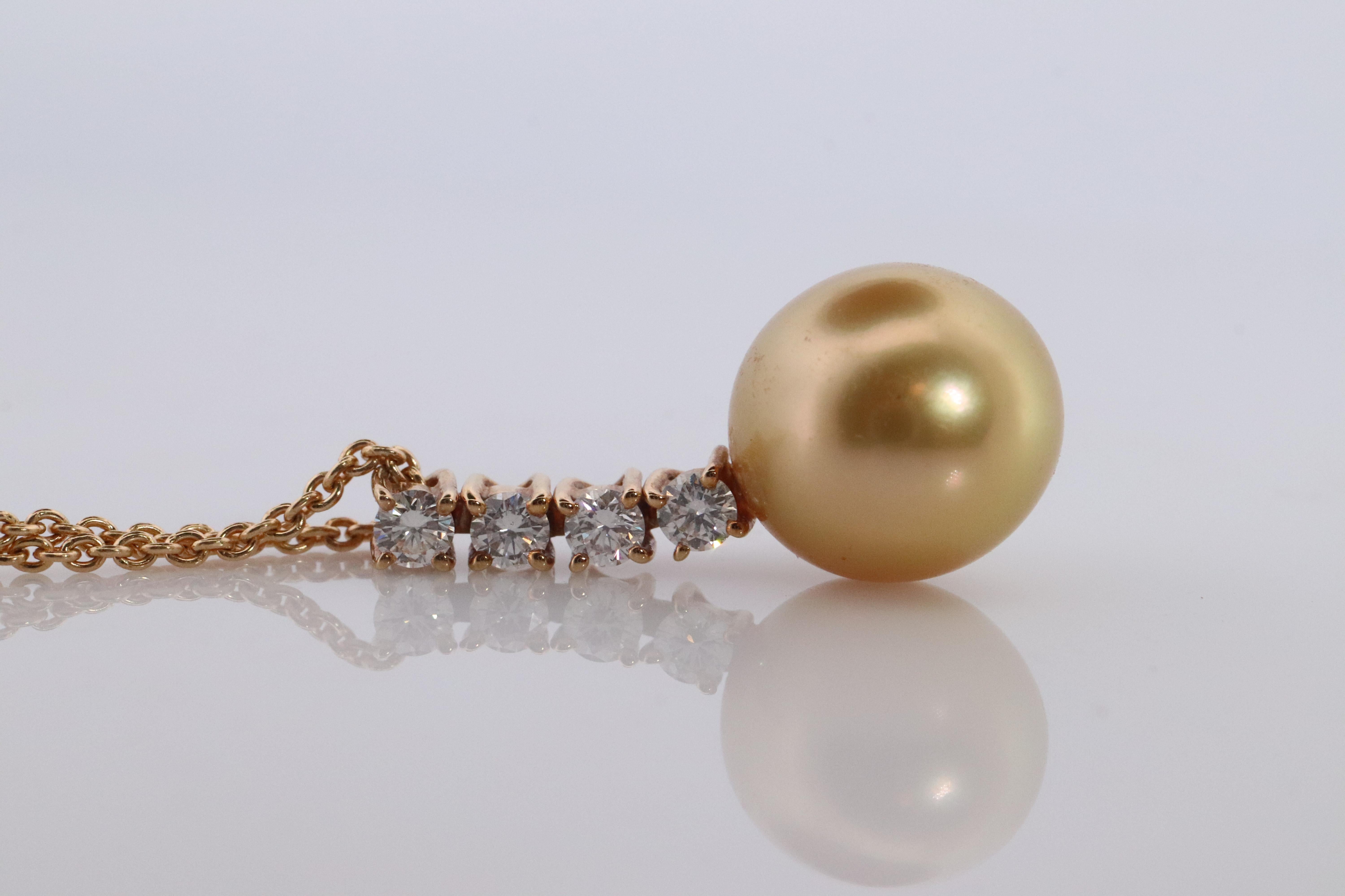 Mikimoto-Anhänger. Echte 18k Gelbgold Mikimoto Südseeperlenkette im Angebot 1