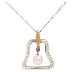 Ciondolo Mikimoto Collana in argento Sterling e oro 18k con perle di rubino Mikimoto