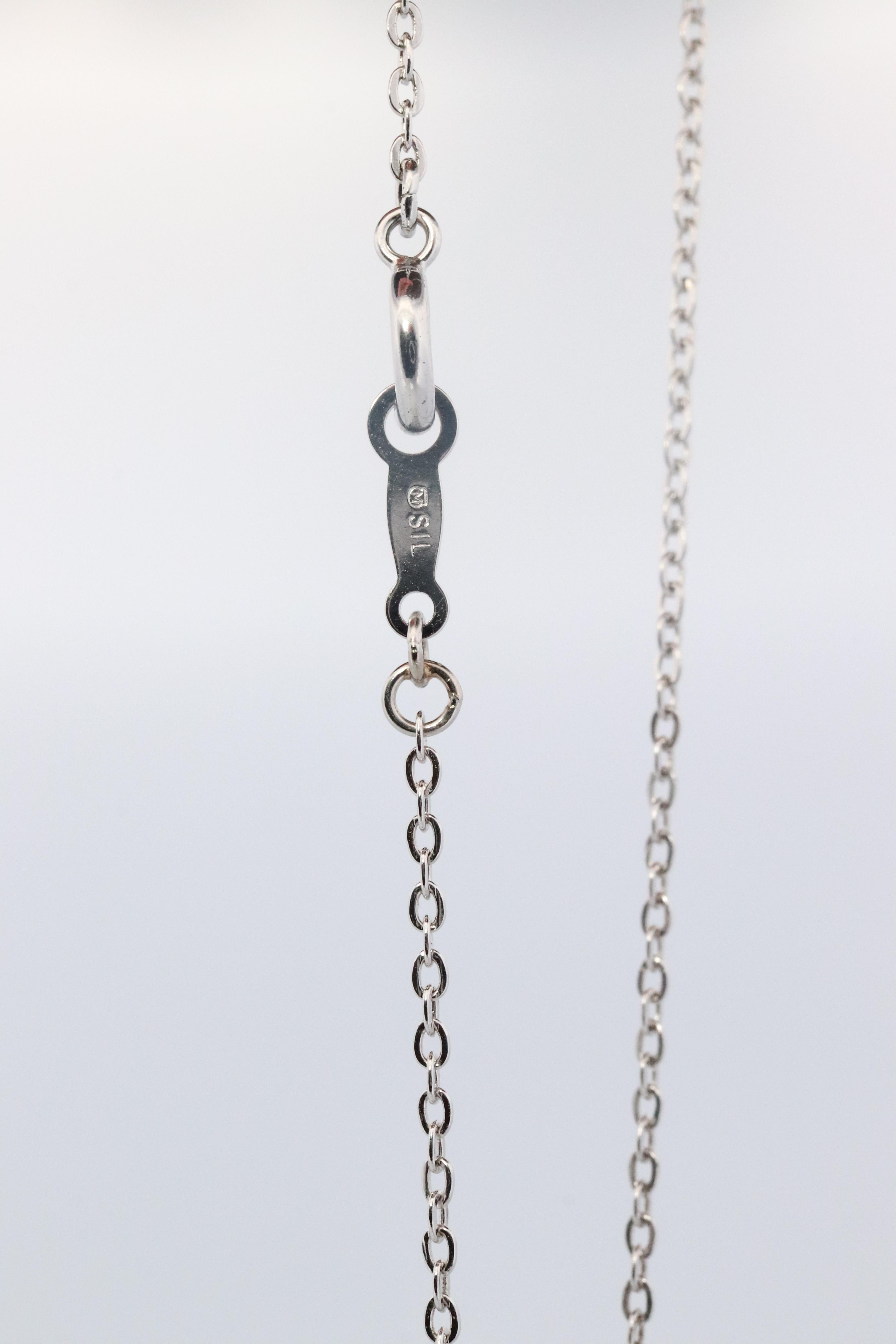 Mikimoto Pendant Sterling Silver. Mikimoto Fish with a Pearl Pendant Necklace. For Sale 1