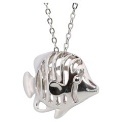 Mikimoto Pendant Sterling Silver. Mikimoto Fish with a Pearl Pendant Necklace.