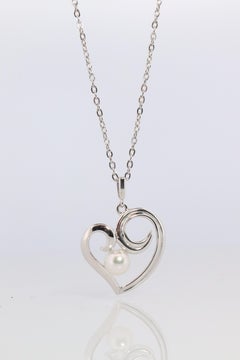 Mikimoto Pendant Sterling Silver. Mikimoto Pearl Heart Pendant Necklace.