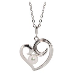 Mikimoto Pendant Sterling Silver. Mikimoto Pearl Heart Pendant Necklace.