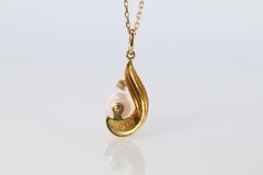 Mikimoto Pendant. Vintage 18k Gold Mikimoto Pearl Diamond Necklace.