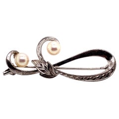 MIKIMOTO ESTATE PIN BROOCH STERLING SILVER 3.12 GR 5 mm PEARLS