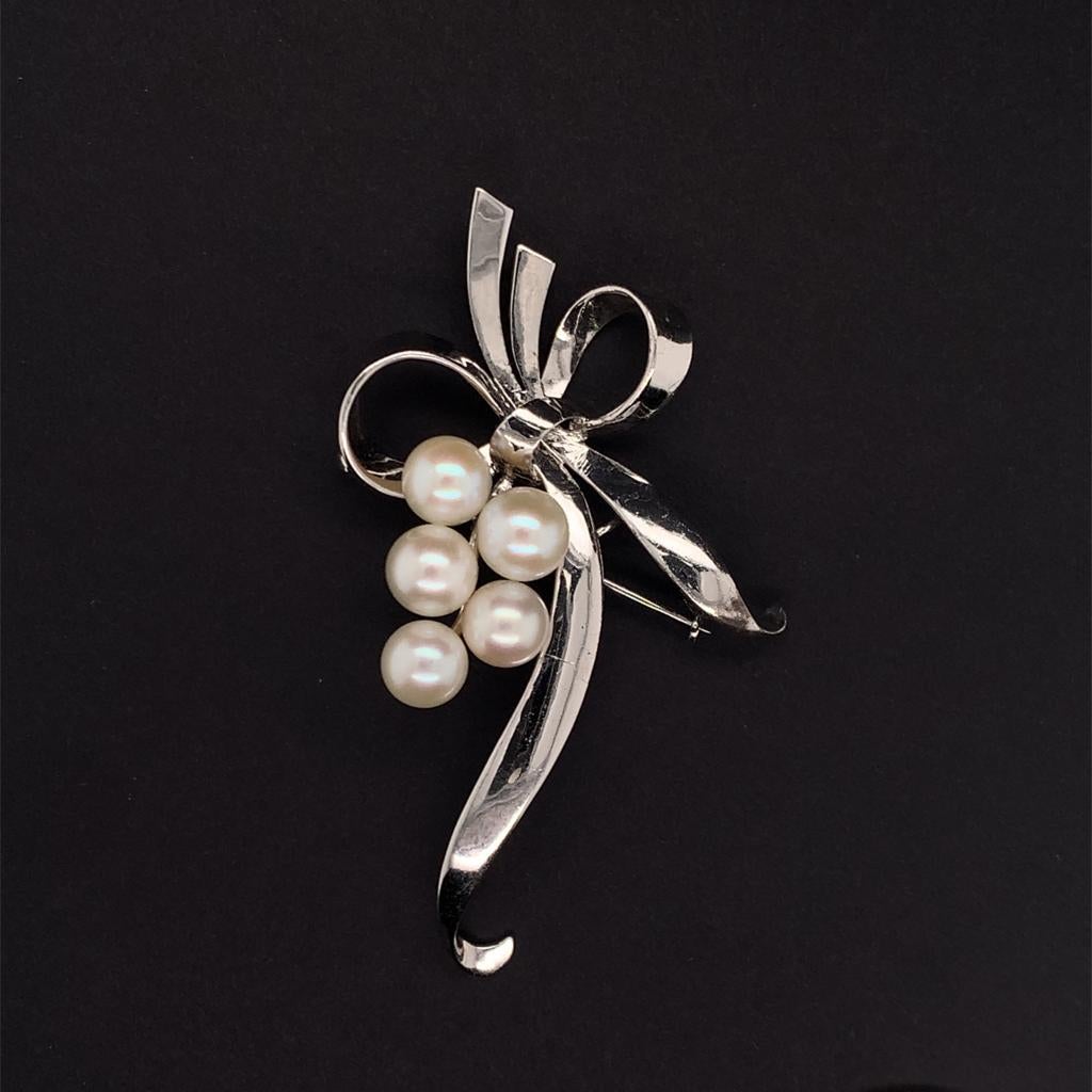  Mikimoto Broche en argent sterling avec perles de 7,44 carats Pour femmes 