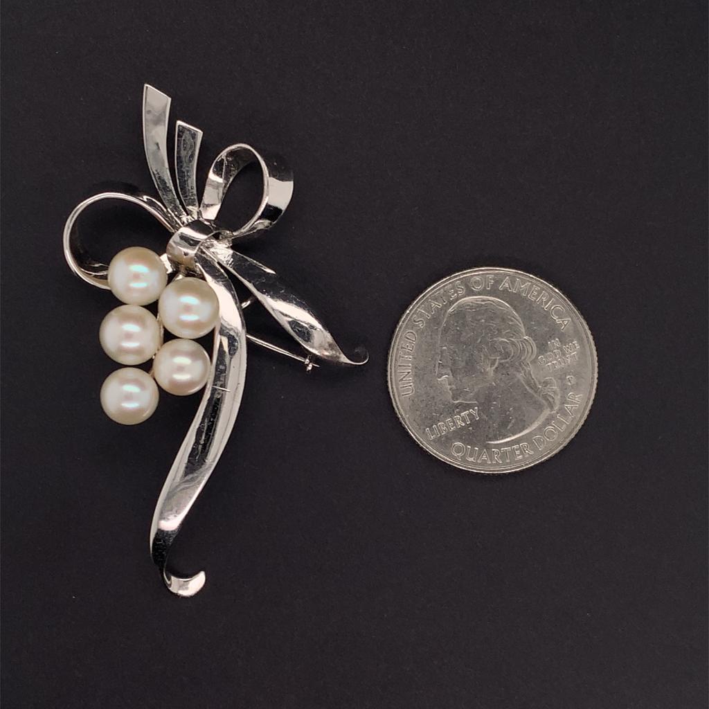 Mikimoto Broche en argent sterling avec perles de 7,44 carats 2