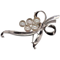 Mikimoto Broche en argent sterling avec perles de 7,44 carats