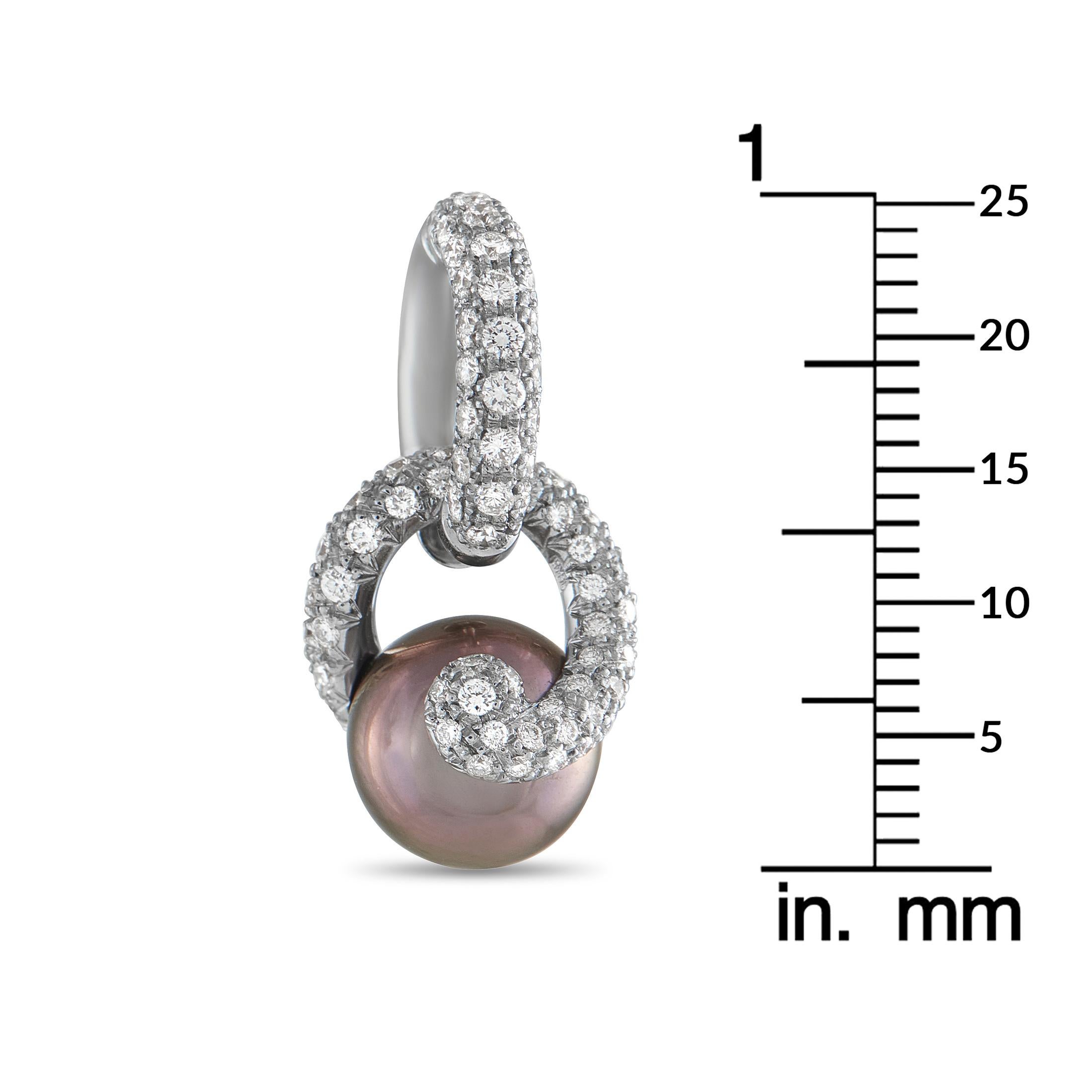 Mikimoto Placamos 18K White Gold 1.82ct Diamond and South Sea Pearl Earrings In New Condition For Sale In Southampton, PA