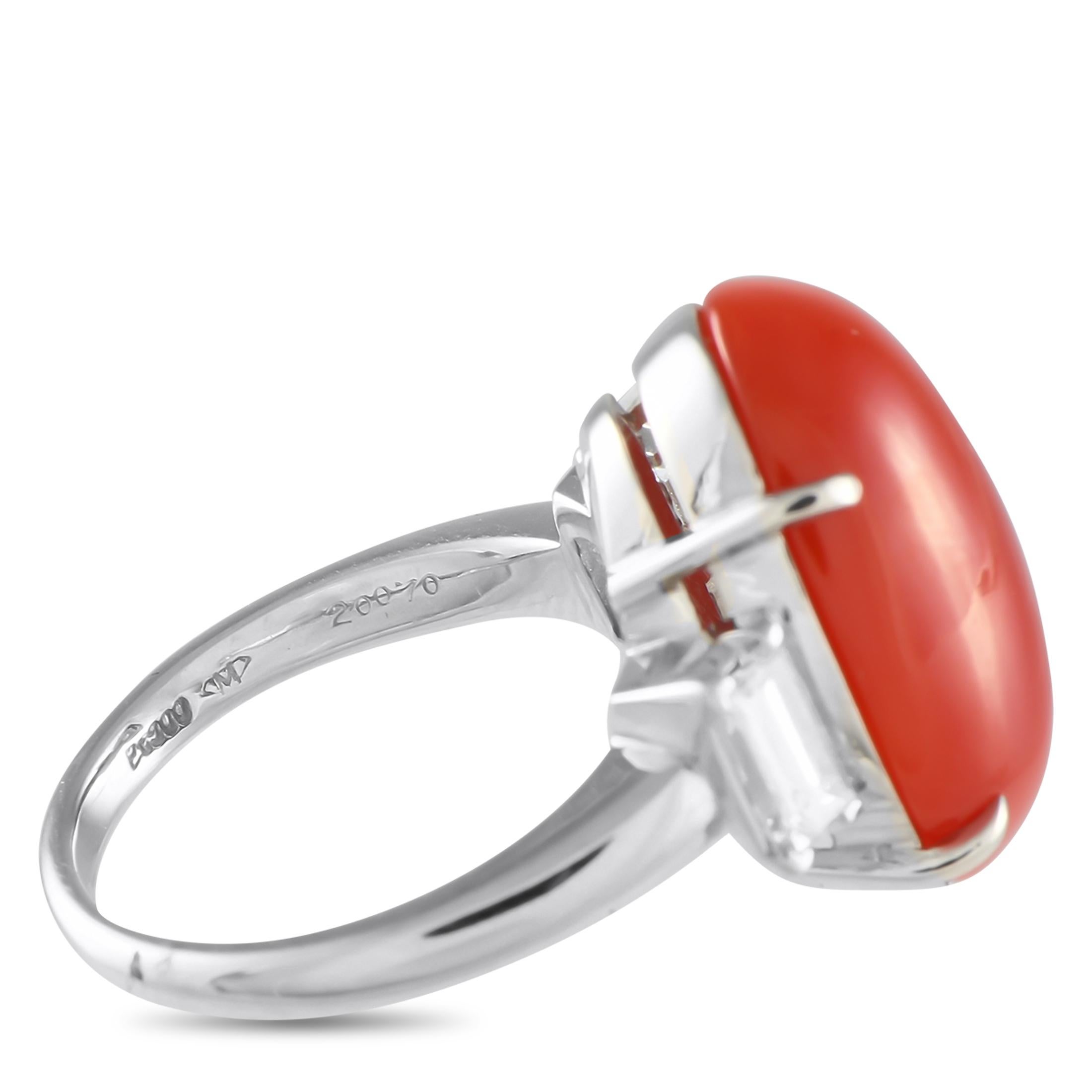 Women's Mikimoto Platinum 0.89ct Diamond and Coral Ring