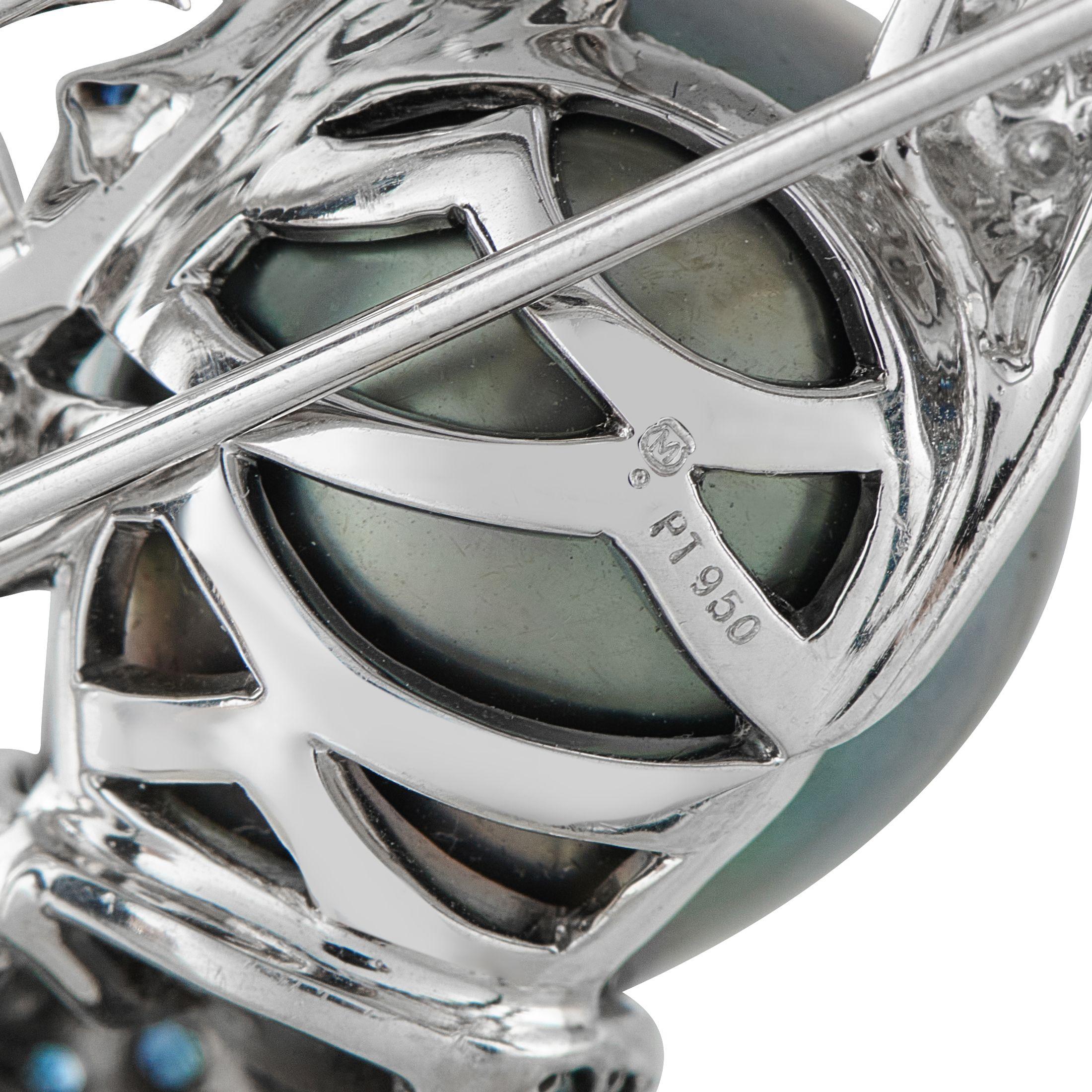 Mikimoto Platin 2,50ct Diamant und Perle Seepferdchen Brosche MK01-072325 (Rundschliff) im Angebot