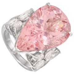 Mikimoto Platinum 2.63 Carat Diamond and Morganite Ring