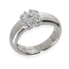 Mikimoto Platinum Diamond Vintage Clover Ring