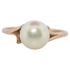 Mikimoto Ring. Vintage 14k Gold Mikimoto Diamond Pearl ring. Mikimoto Pearl