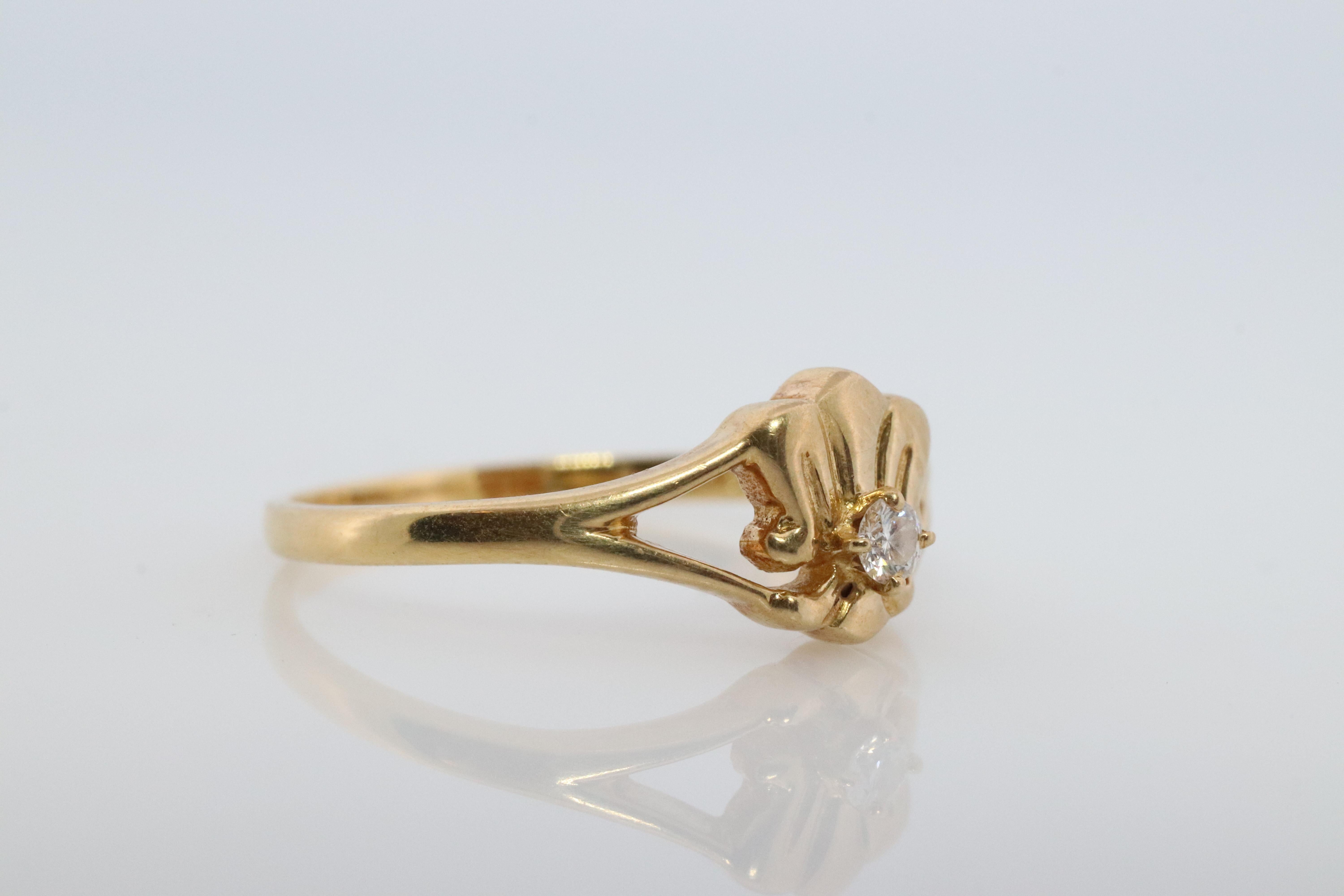 Modern Mikimoto Ring. Vintage 18k Gold Mikimoto Dainty Diamond Ring. For Sale