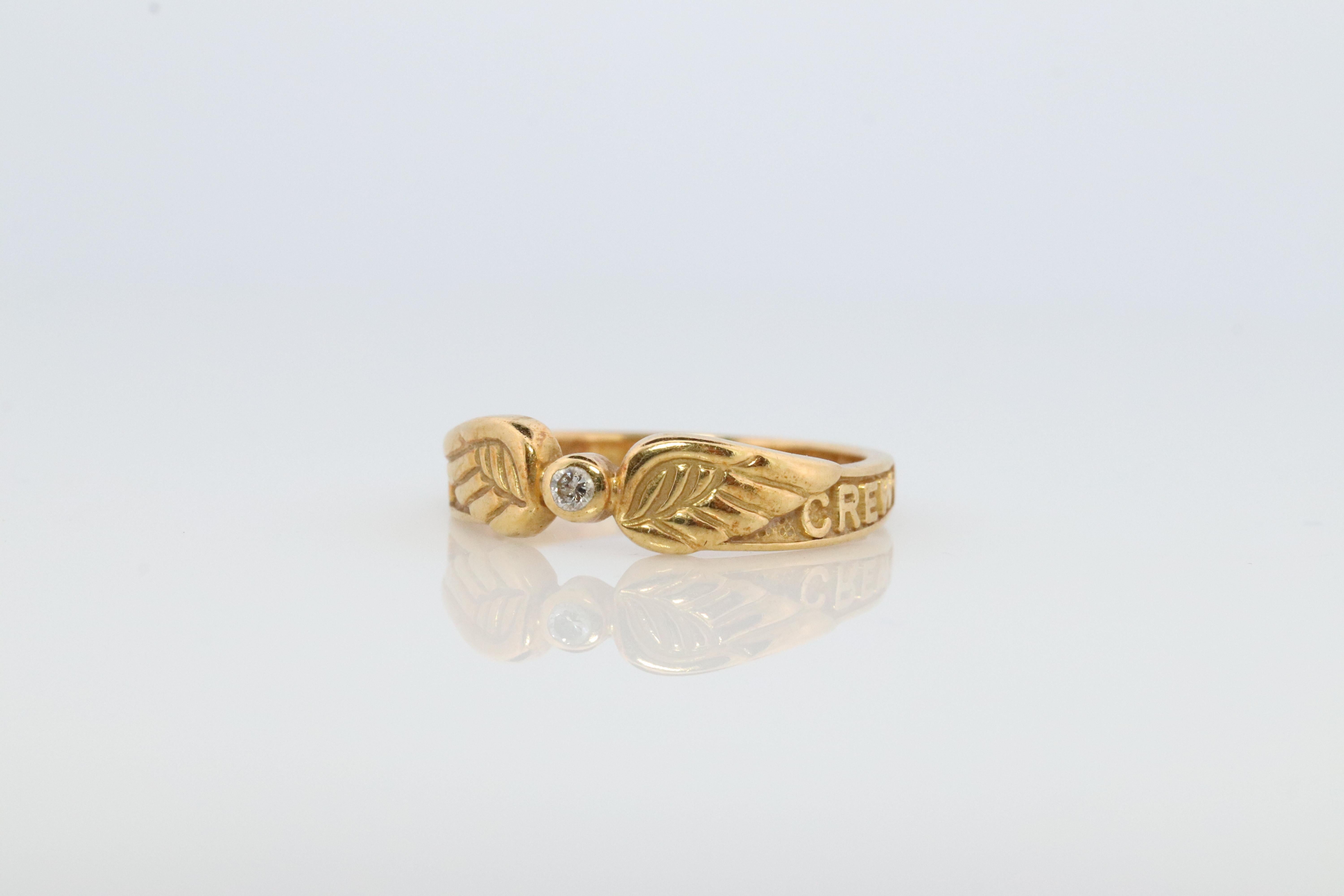 Mikimoto Ring. Vintage 18k Gold Mikimoto Diamond Wings ring. Mikimoto Diamond For Sale 1