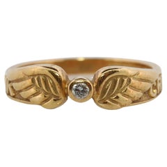 Mikimoto Ring. Vintage 18k Gold Mikimoto Diamond Wings ring. Mikimoto Diamond