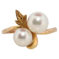 Mikimoto Ring. Mikimoto Perlen-Cluster mit Weinreben und Trauben aus 18 Karat Gold