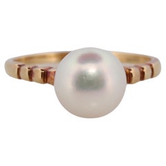 Mikimoto Ring. Mikimoto Solitär-Perlenring aus 18 Karat Gold, Vintage. Mikimoto Perle
