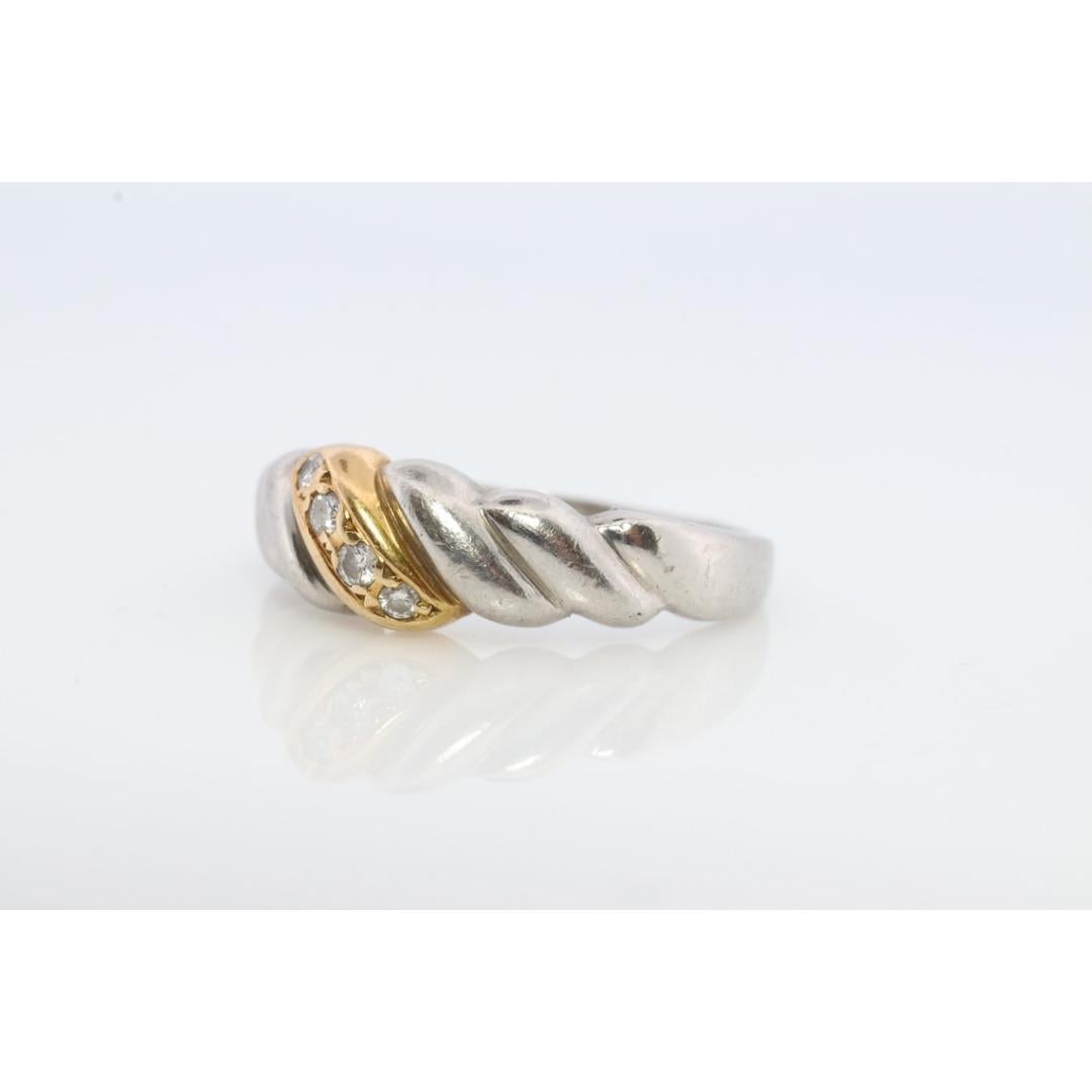 Mikimoto Ring. Vintage Platinum 18k Mikimoto Diamond Bezel set ring. Mikimoto In Good Condition For Sale In Port Charlotte, FL