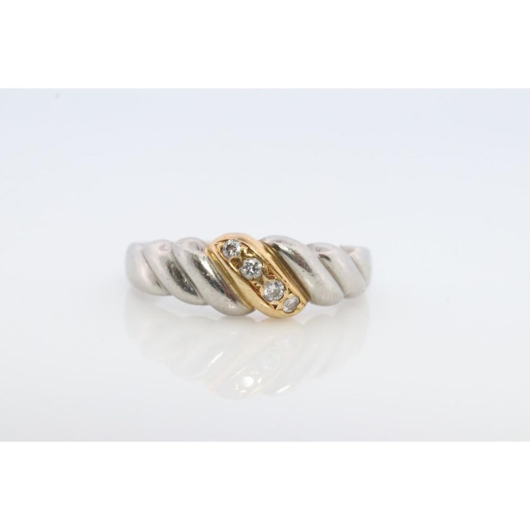 Mikimoto Ring. Vintage Platinum 18k Mikimoto Diamond Bezel set ring. Mikimoto For Sale 1
