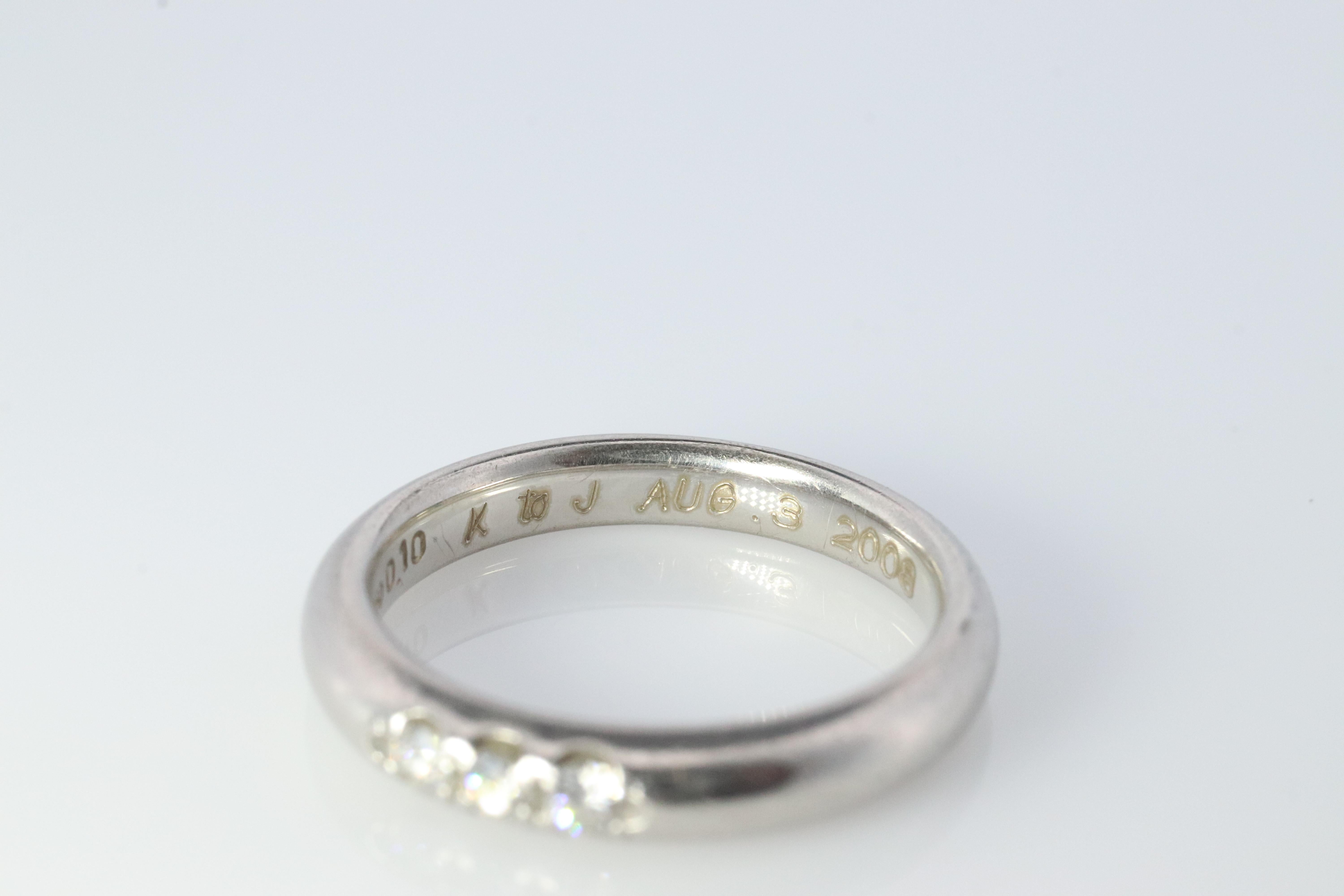Mikimoto Ring. Vintage Platinum Mikimoto Diamond Bezel set band. Mikimoto PT950 In Good Condition For Sale In Port Charlotte, FL