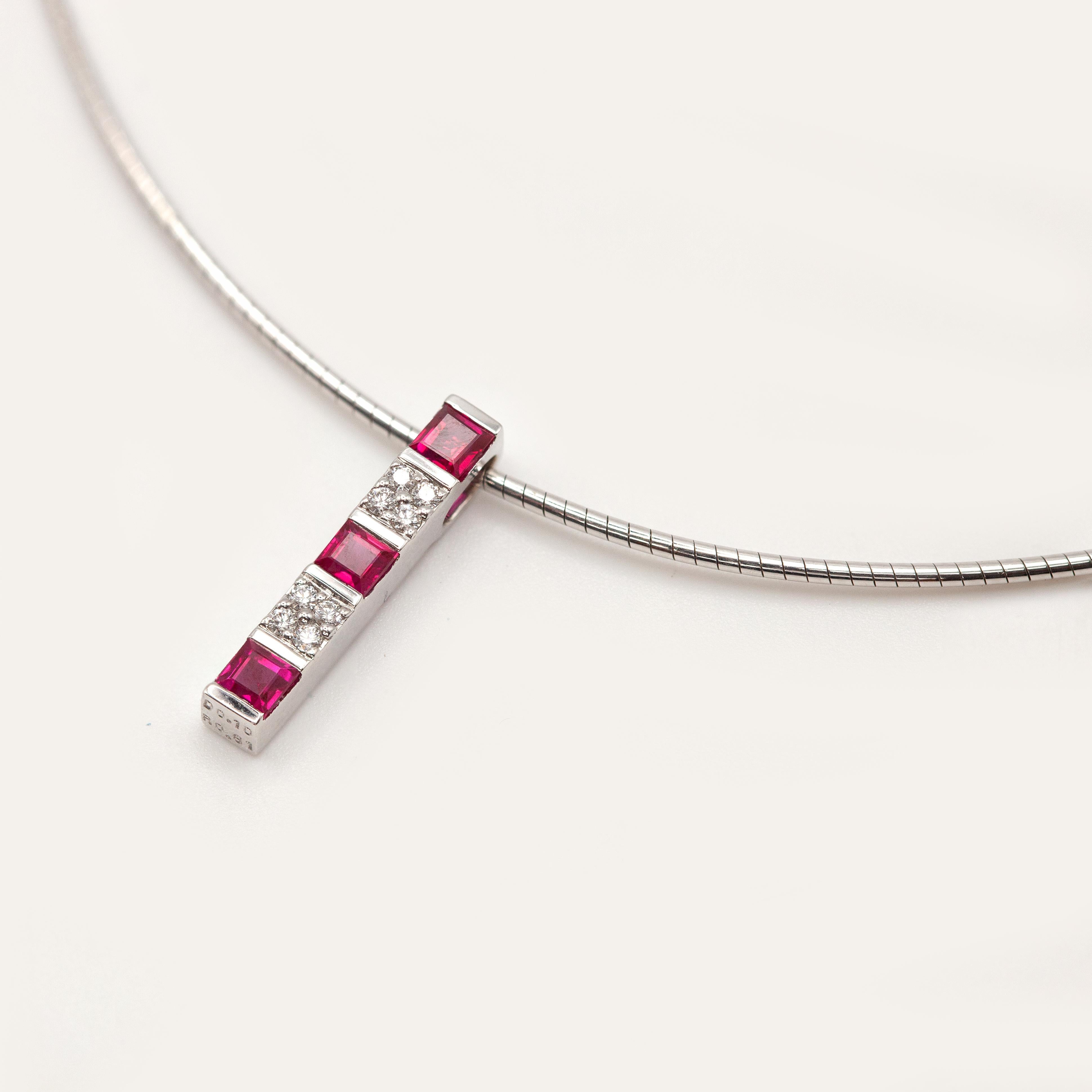 MIKIMOTO Ruby and Diamond 18K White Gold Pendant Necklace For Sale 6