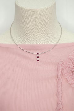 MIKIMOTO Ruby and Diamond 18K White Gold Pendant Necklace