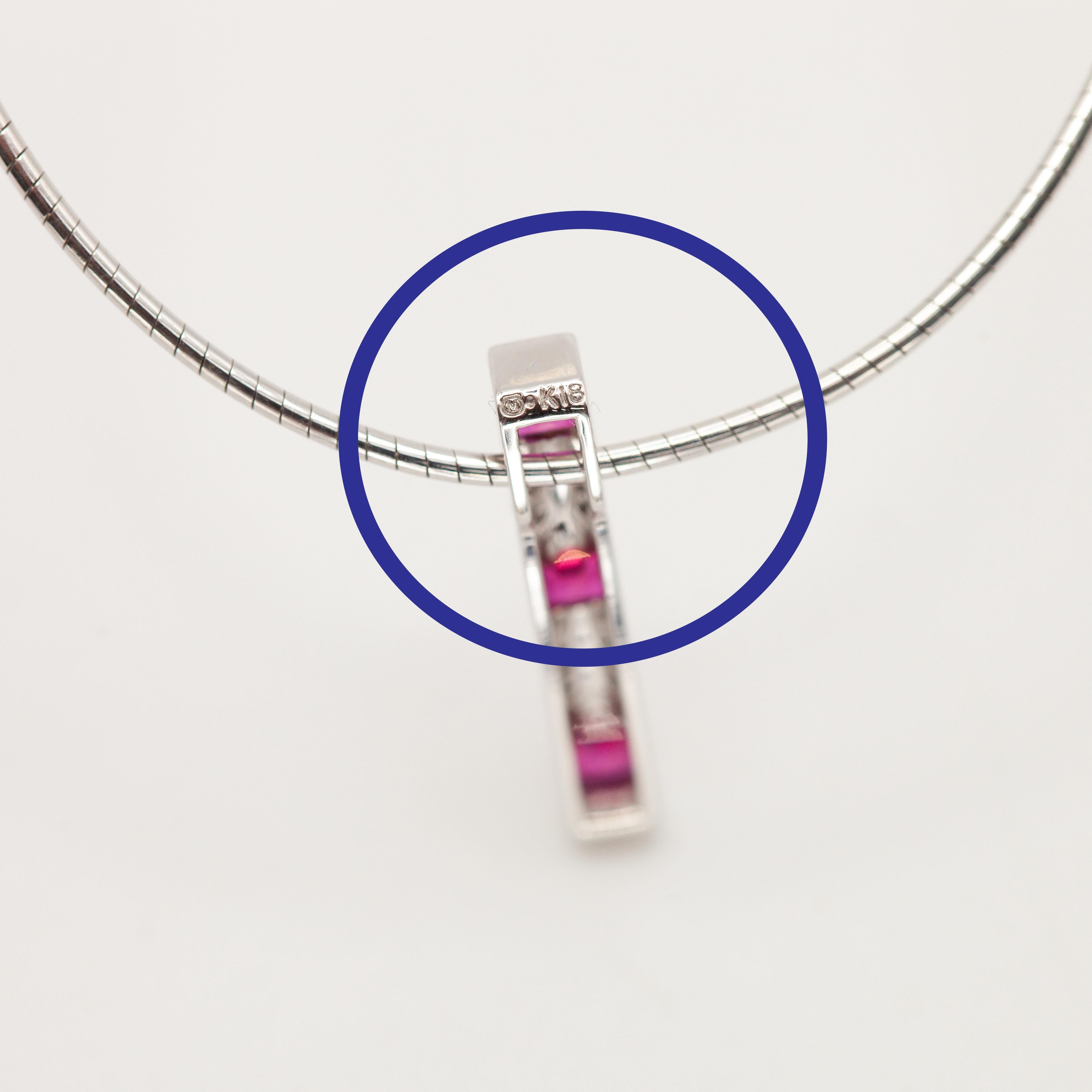 MIKIMOTO Ruby and Diamond 18K White Gold Pendant Necklace For Sale 2