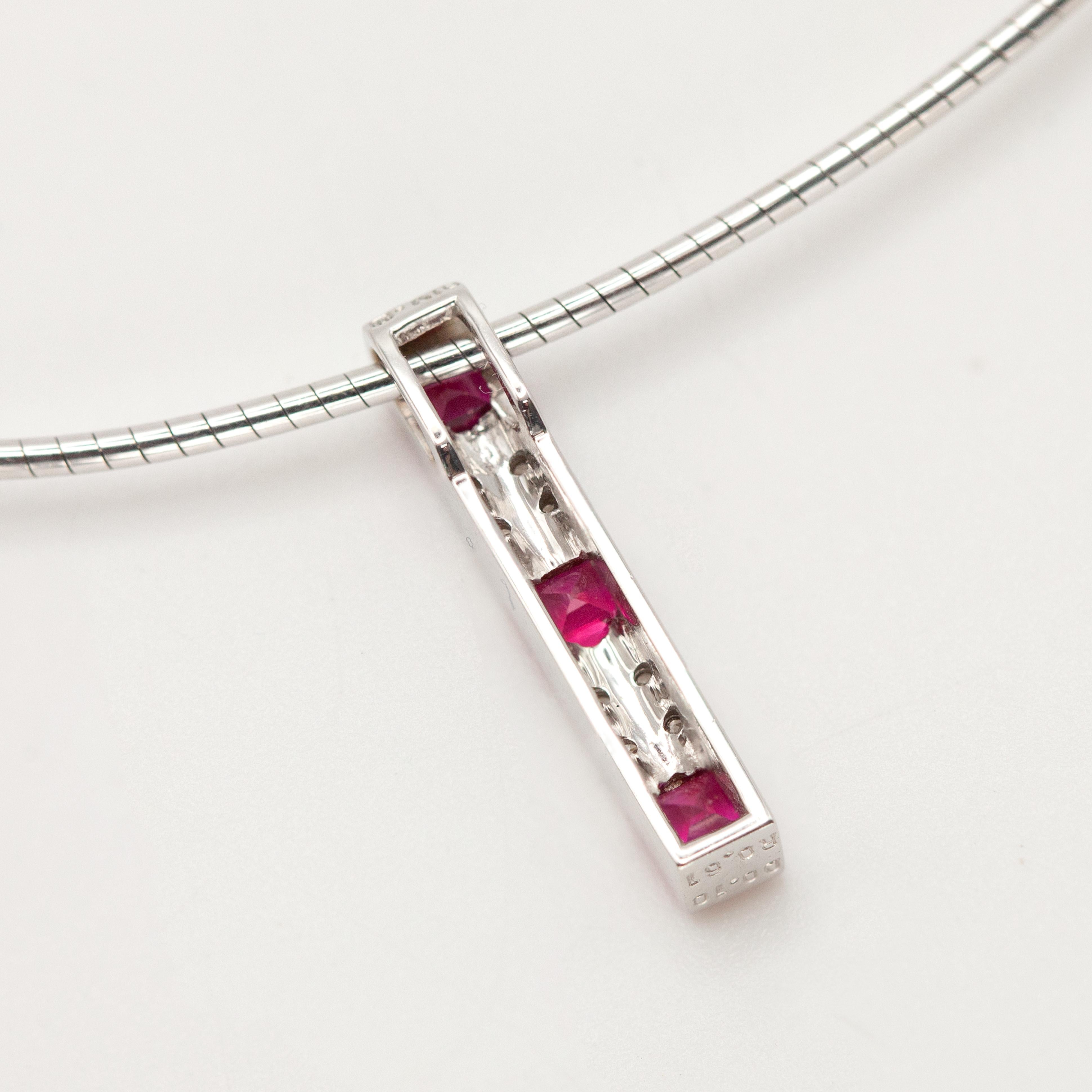 MIKIMOTO Ruby and Diamond 18K White Gold Pendant Necklace For Sale 3