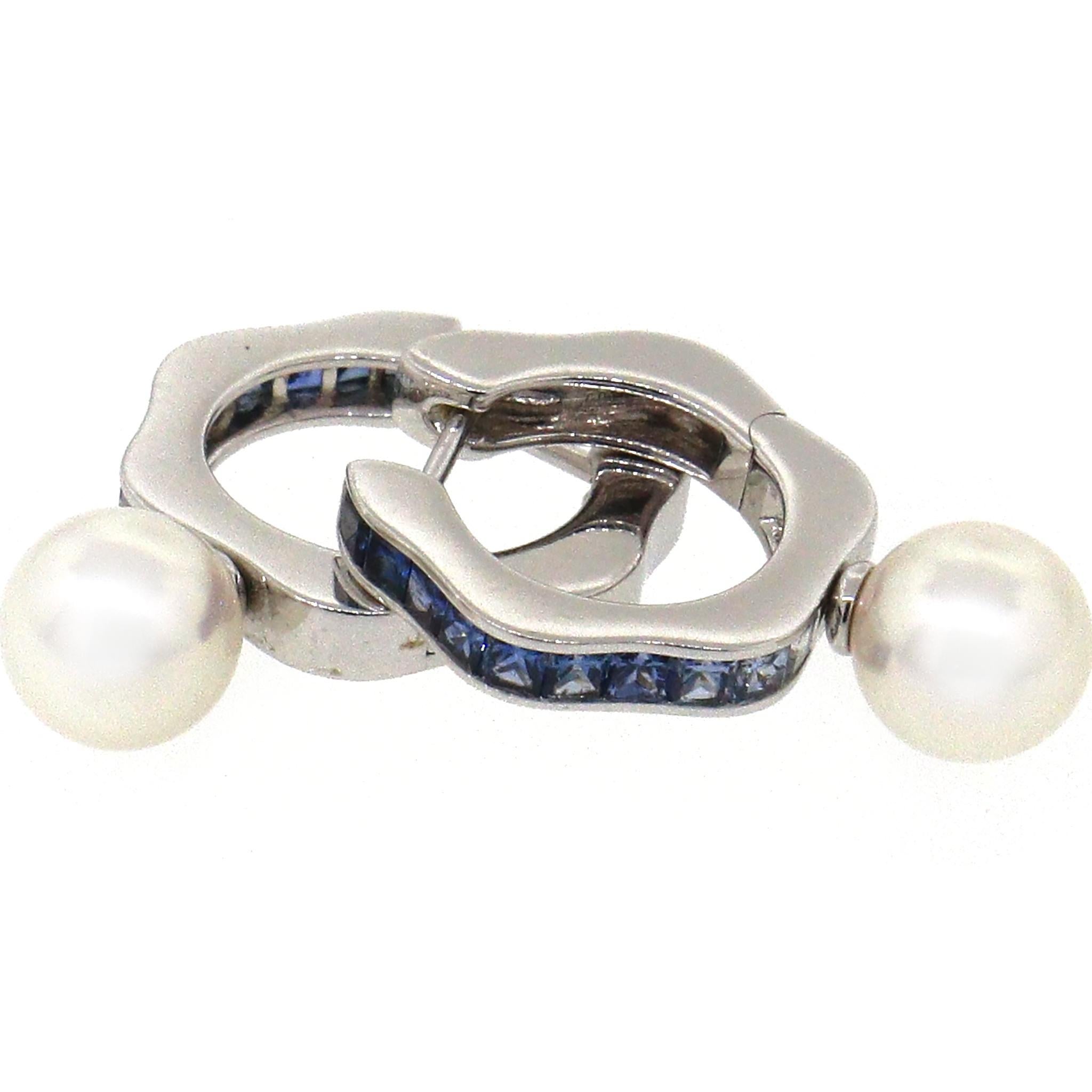 Mikimoto Creolen mit Saphiren und Perlen Damen