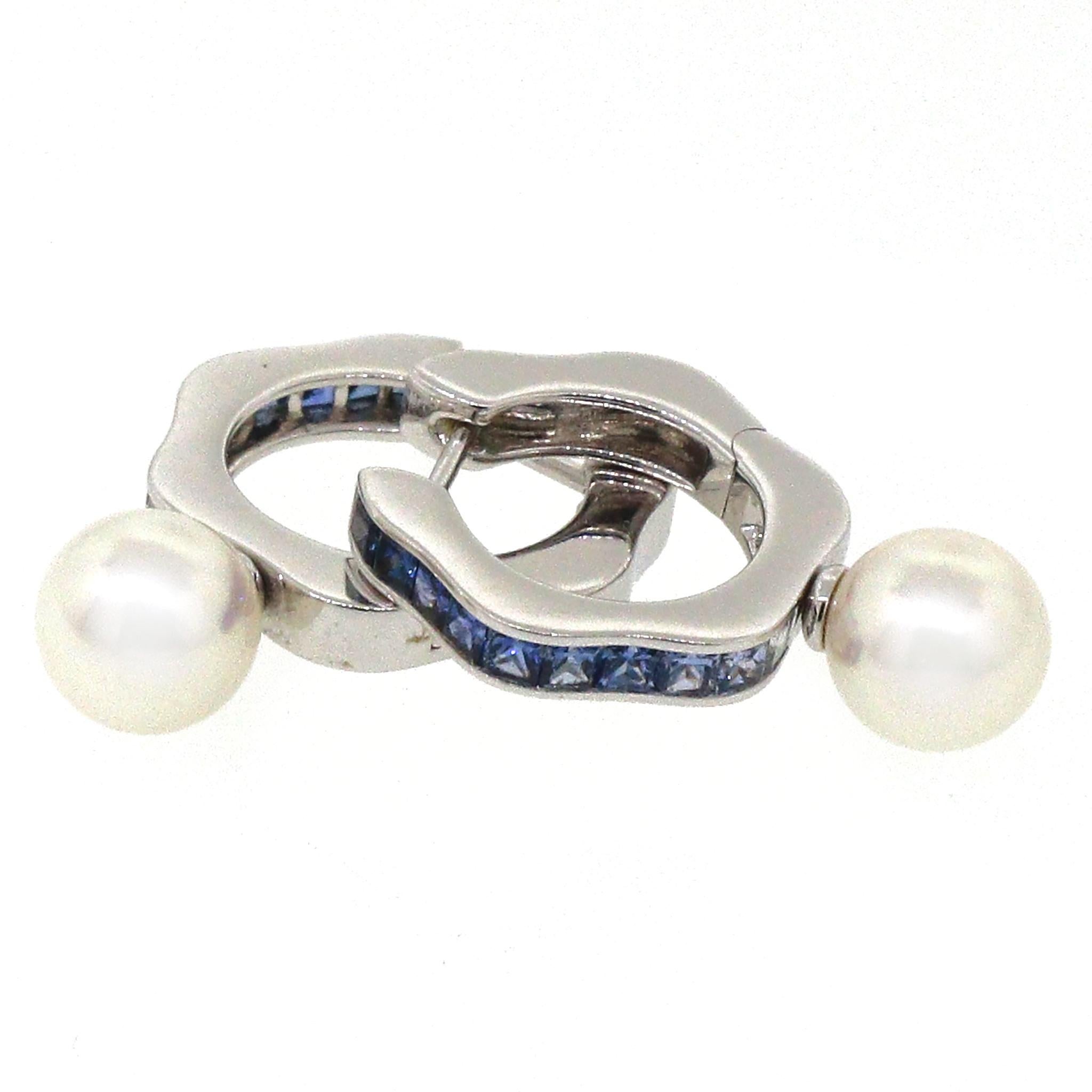Mikimoto Creolen mit Saphiren und Perlen 1