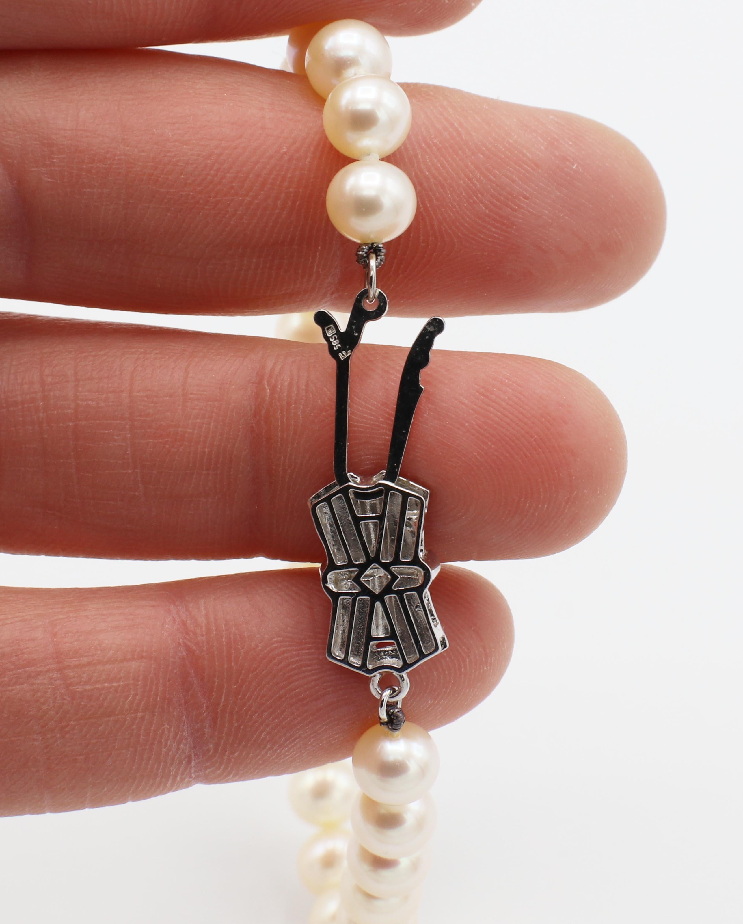 Mikimoto Sea Magic Zuchtperlen Weißgold Kreuz Armband (Perle)