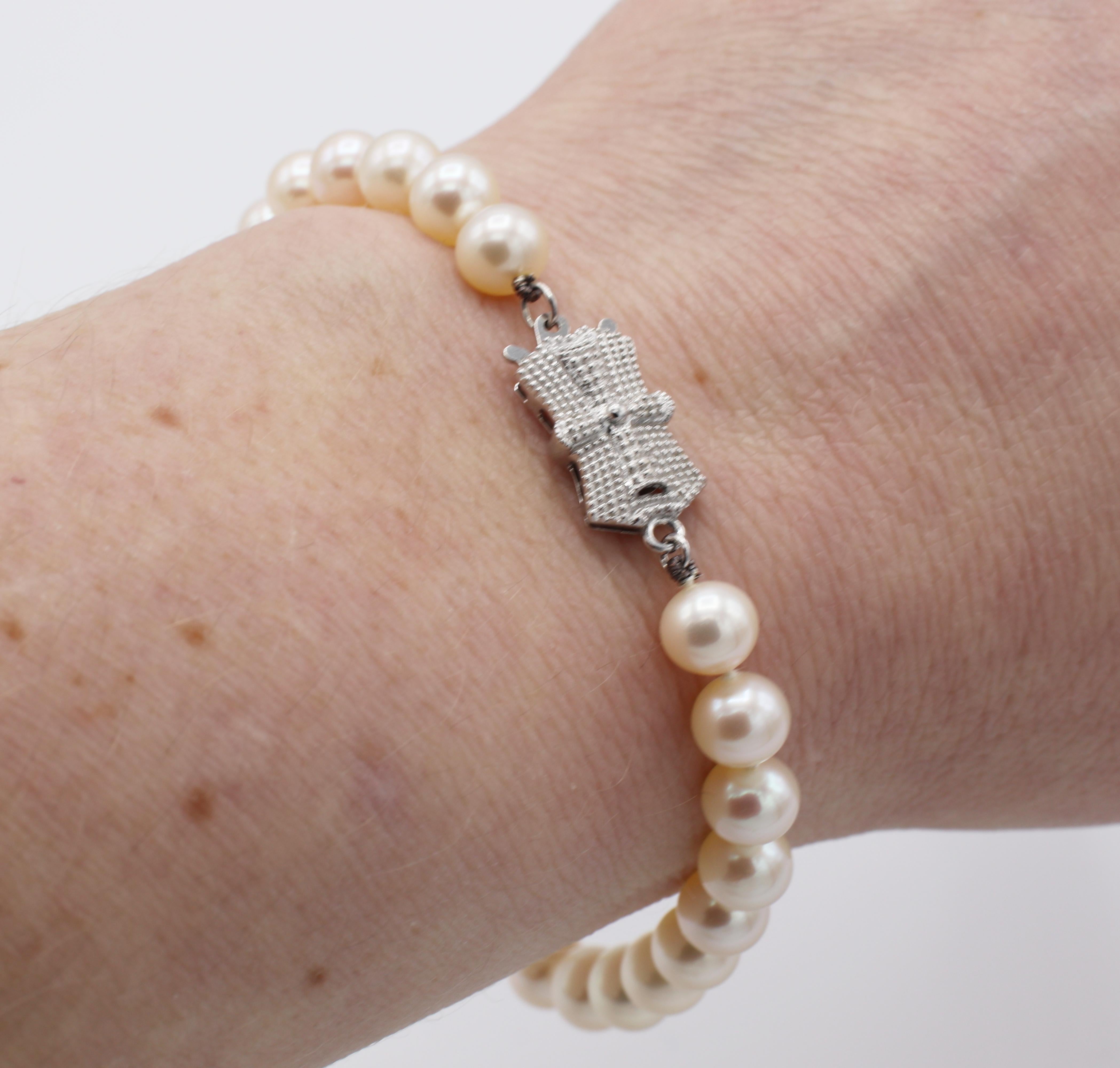 Mikimoto Sea Magic Zuchtperlen Weißgold Kreuz Armband 1