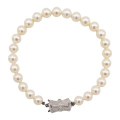 Mikimoto Sea Magic Cultured Pearl White Gold Cross Bracelet