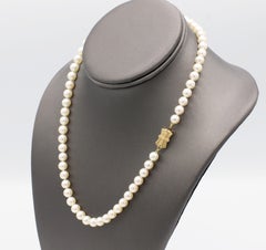 Mikimoto Sea Magic Cultured Pearl Yellow Gold Cross Necklace