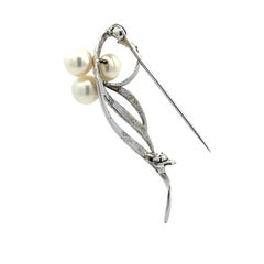 Mikimoto Silver Pearl Brooch Pin