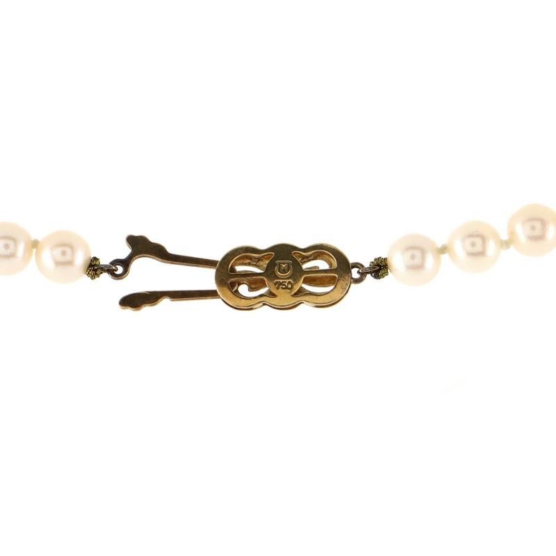 Women's Mikimoto Single Strand Necklace Round Cultured Pearls with 18K Yellow Gold