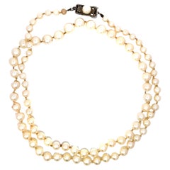 Mikimoto Single-Strand Vintage Pearl Necklace with Sterling Silver Clasp