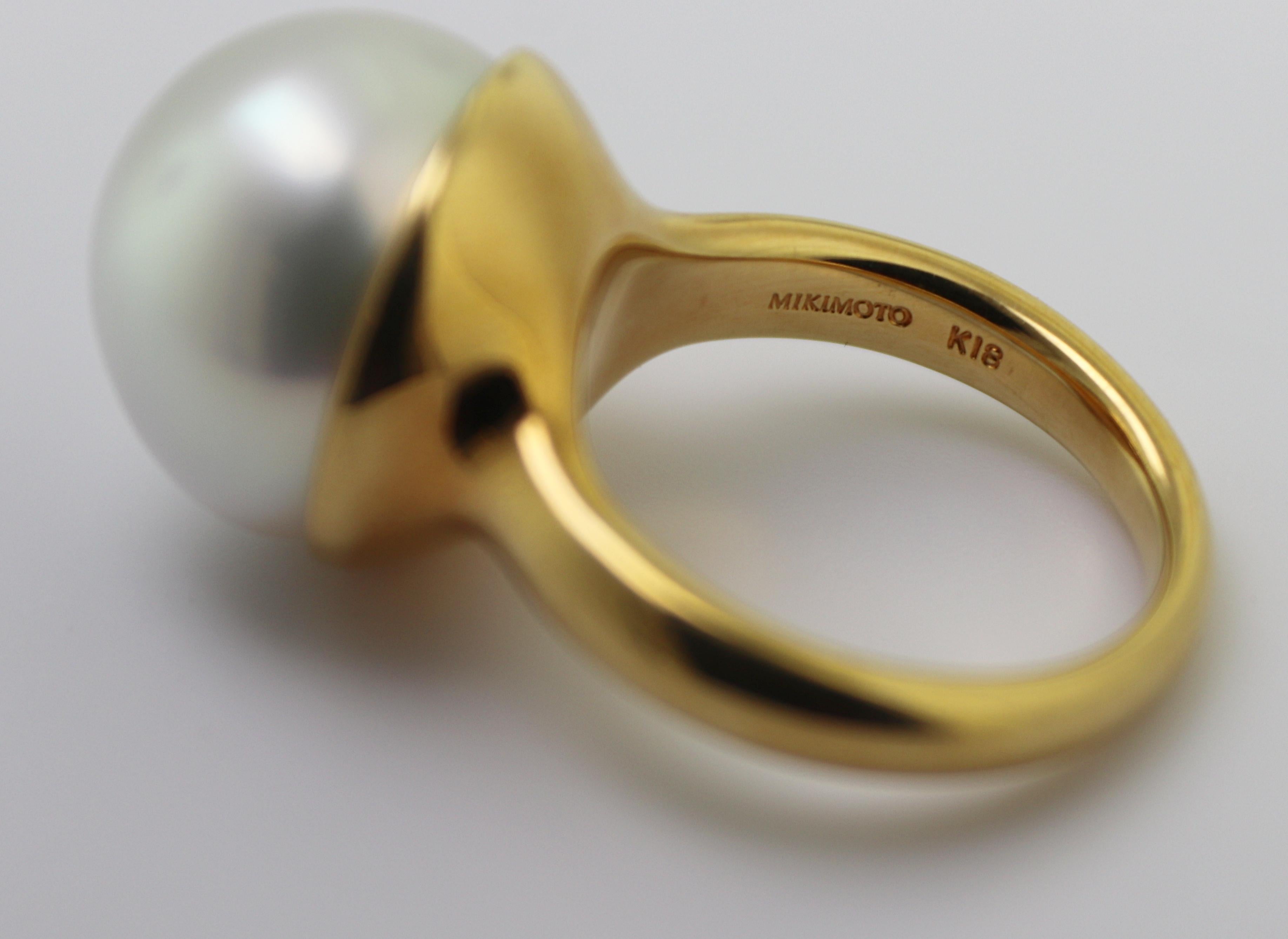 Mikimoto South Sea Cultured Pearl, Yellow Gold Ring For Sale 8