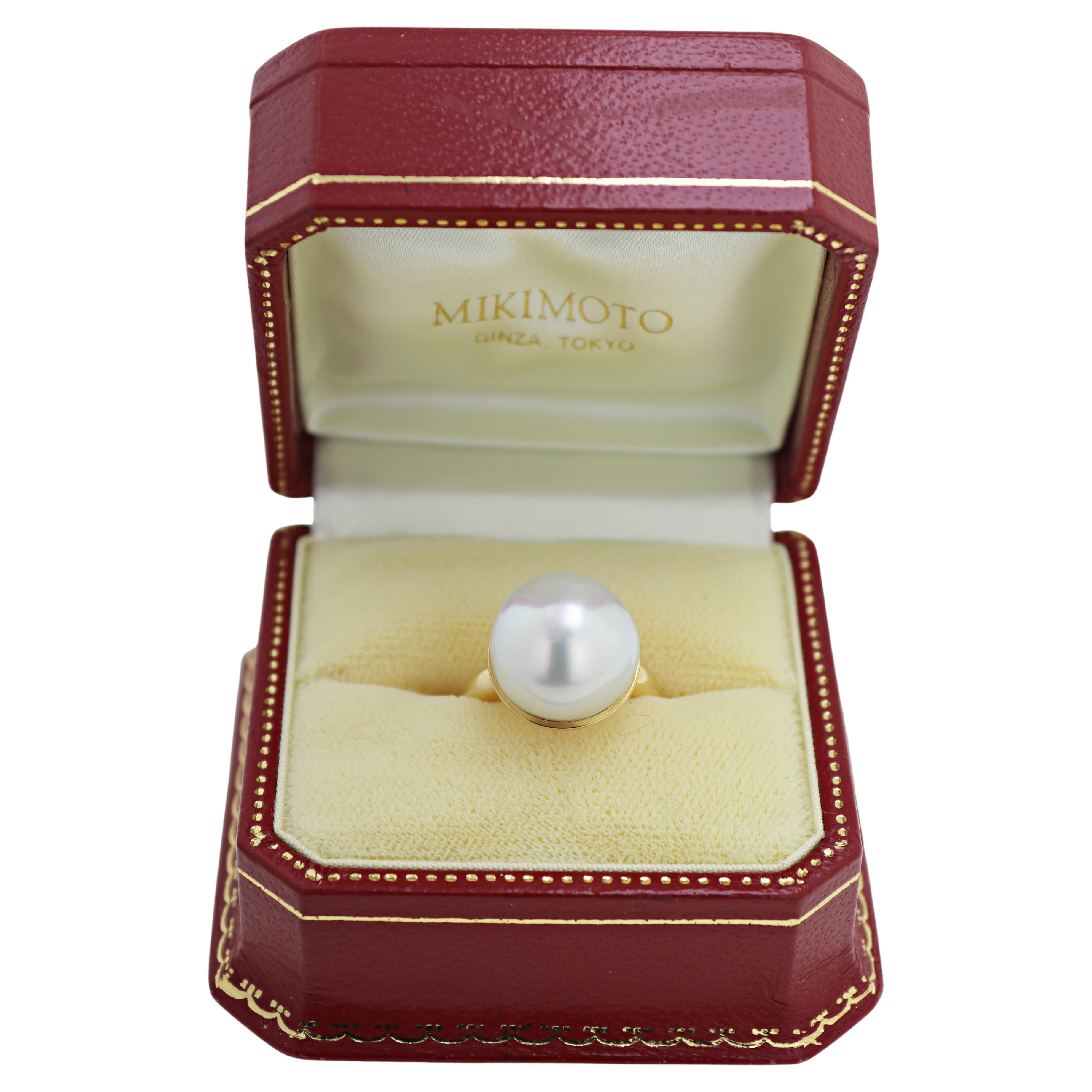 Mikimoto South Sea Cultured Pearl, Yellow Gold Ring For Sale