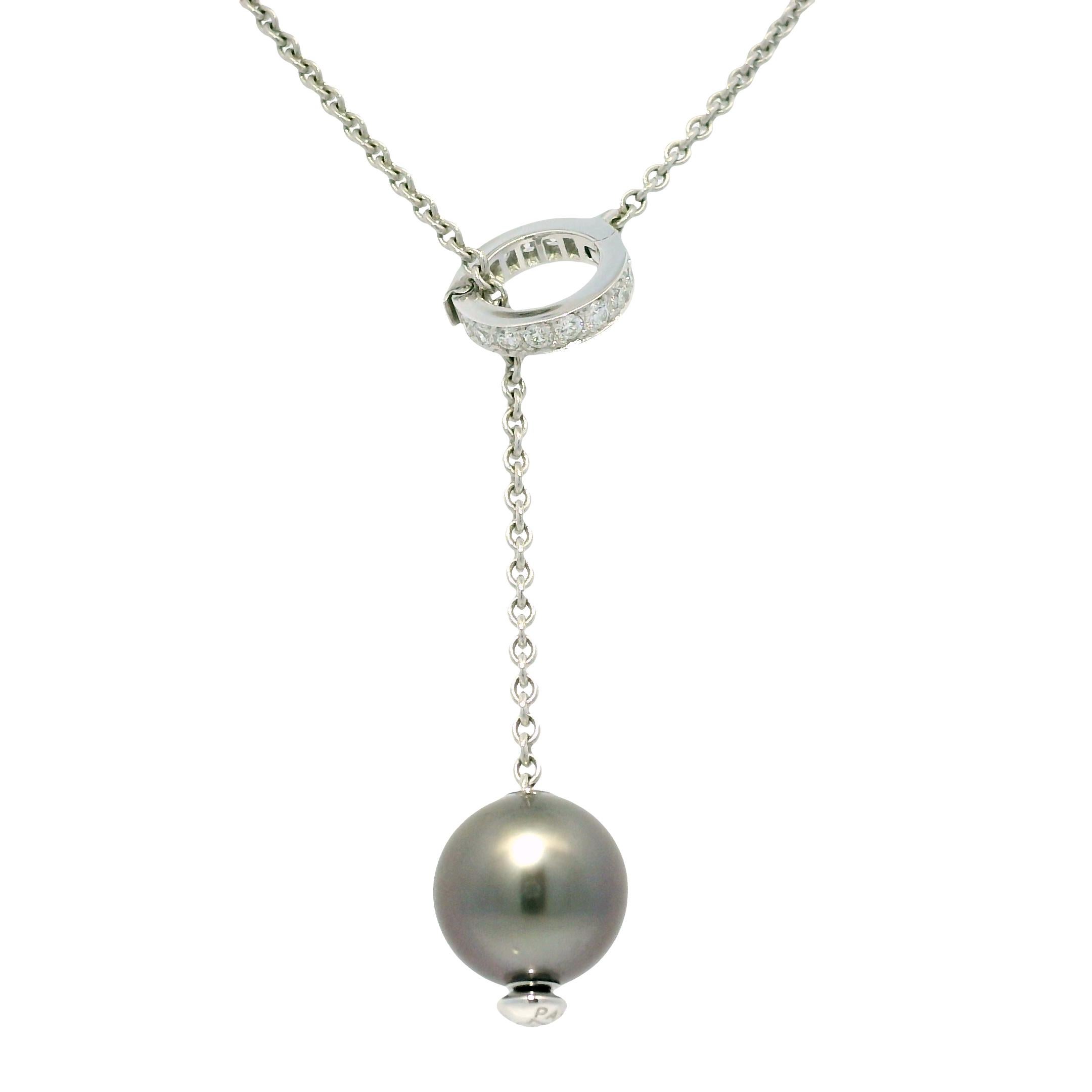Mikimoto South Sea Pearl & Natural Diamond 18-Karat Lariat Necklace In Stock im Zustand „Hervorragend“ im Angebot in Boca Raton, FL