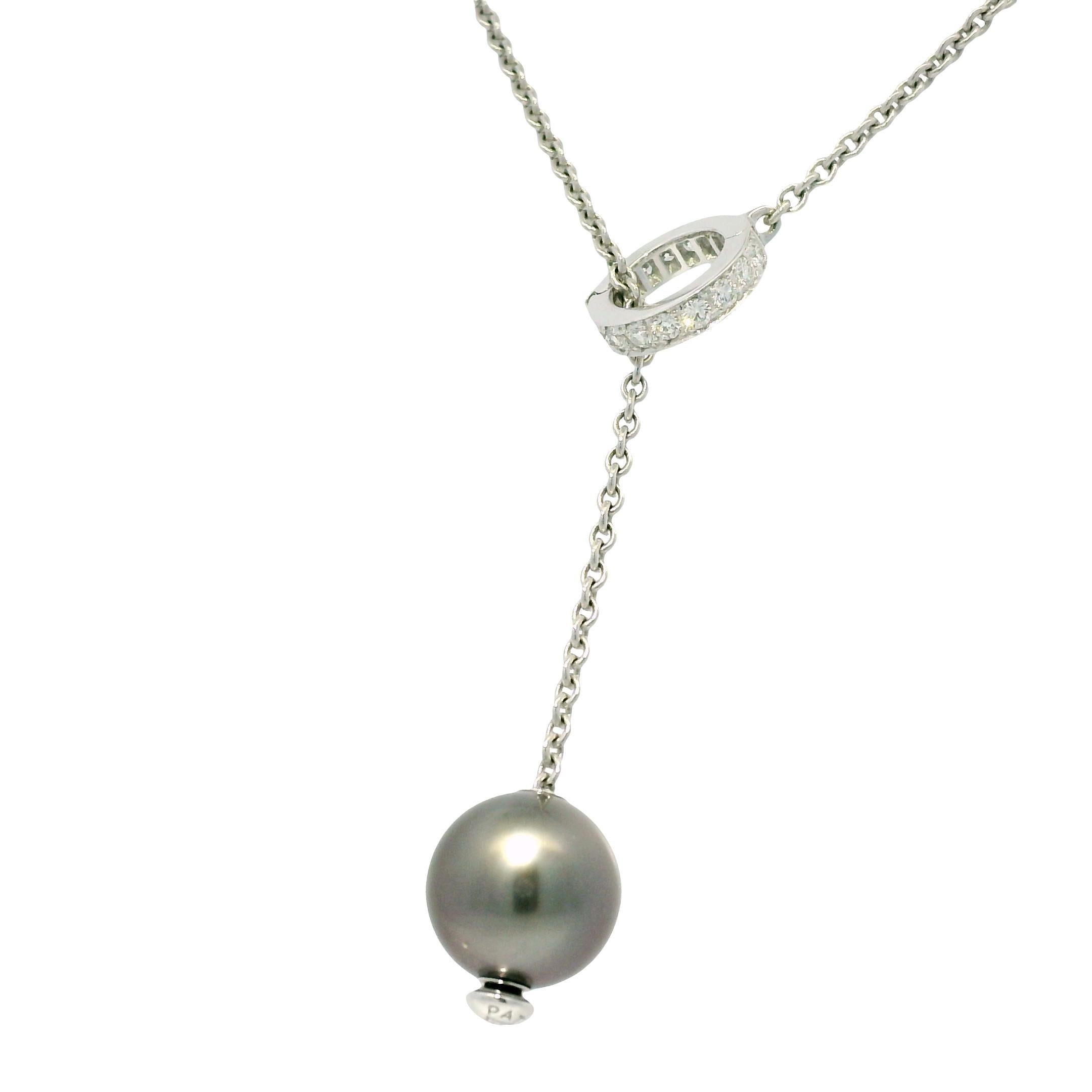 Mikimoto South Sea Pearl & Natural Diamond 18-Karat Lariat Necklace In Stock im Angebot 1