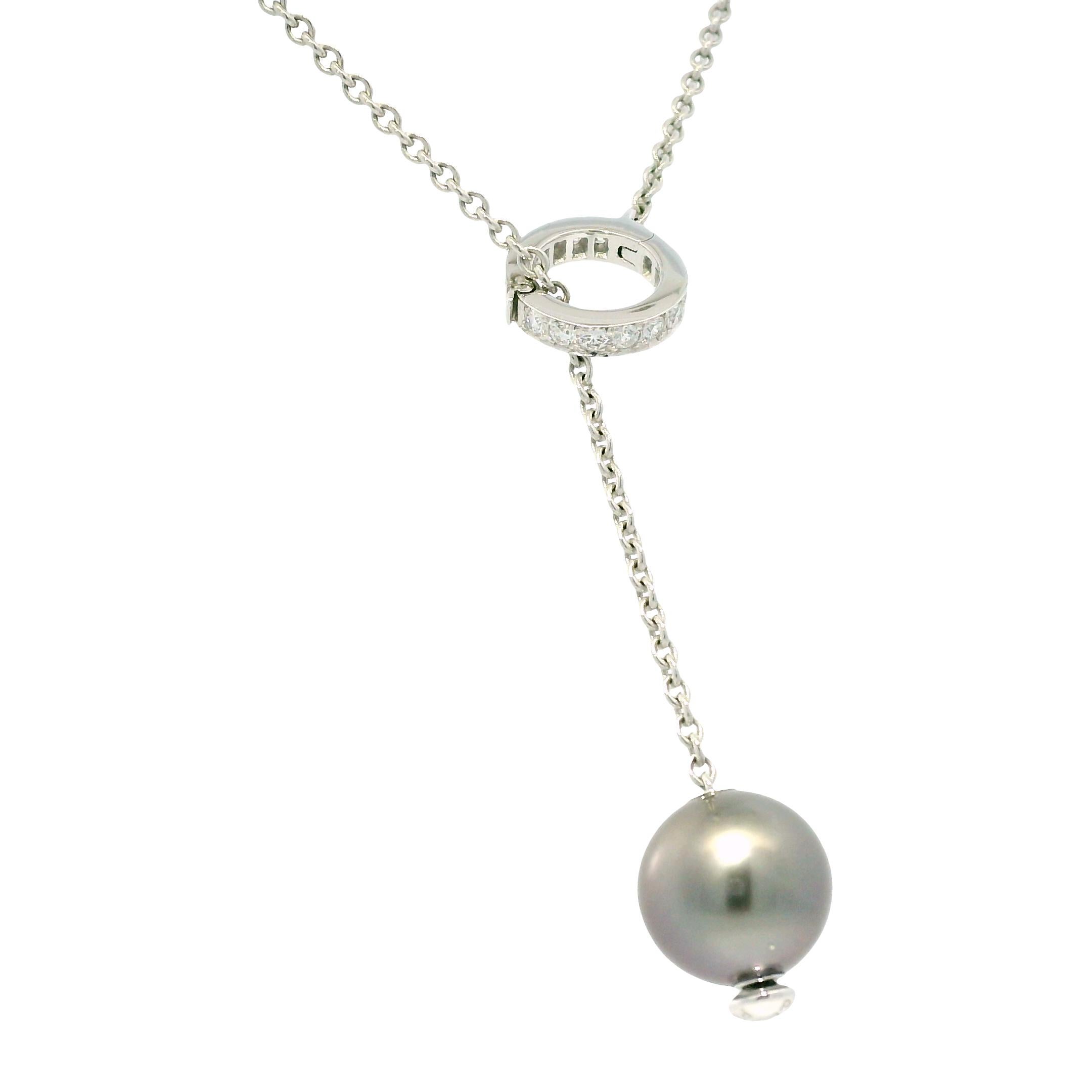 Mikimoto South Sea Pearl & Natural Diamond 18-Karat Lariat Necklace In Stock im Angebot 2