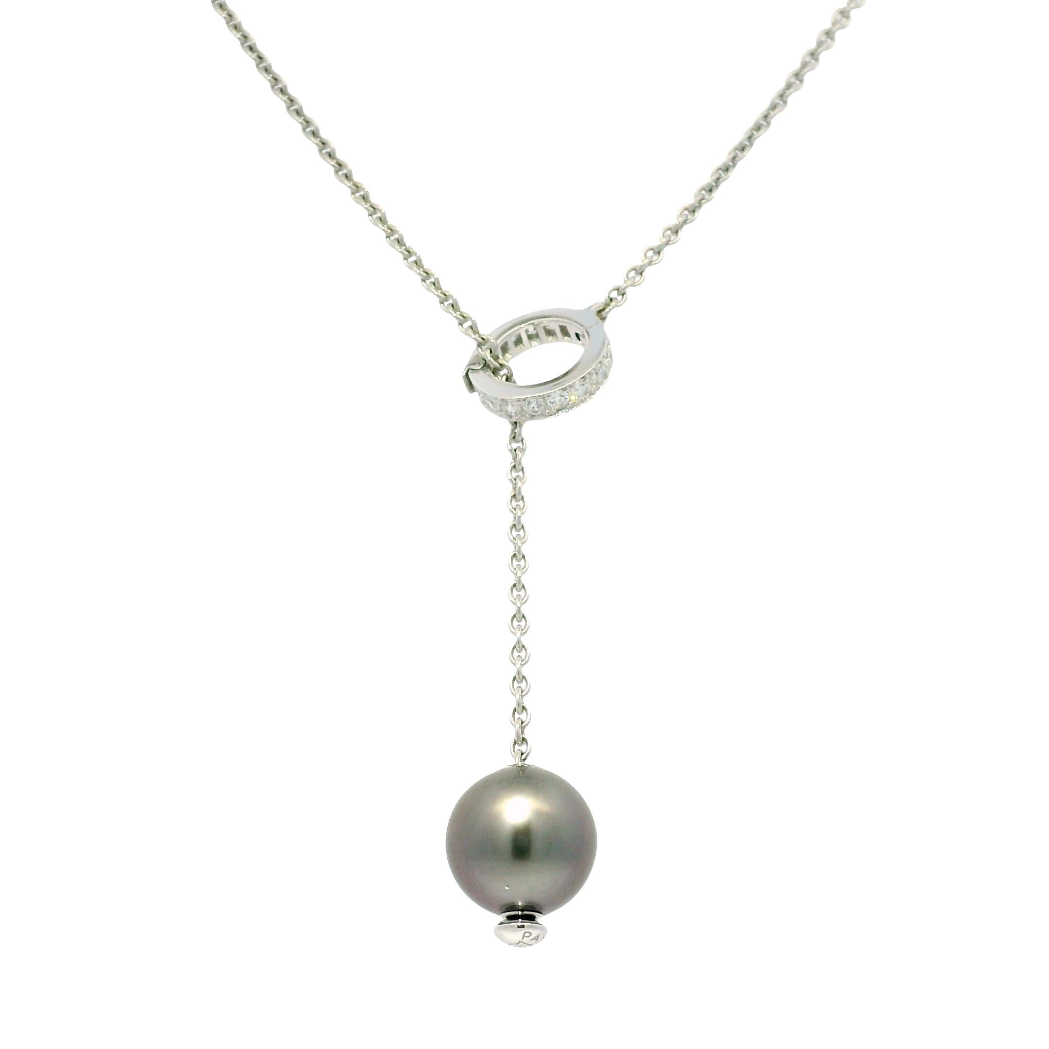 Mikimoto South Sea Pearl & Natural Diamond 18-Karat Lariat Necklace In Stock im Angebot 3