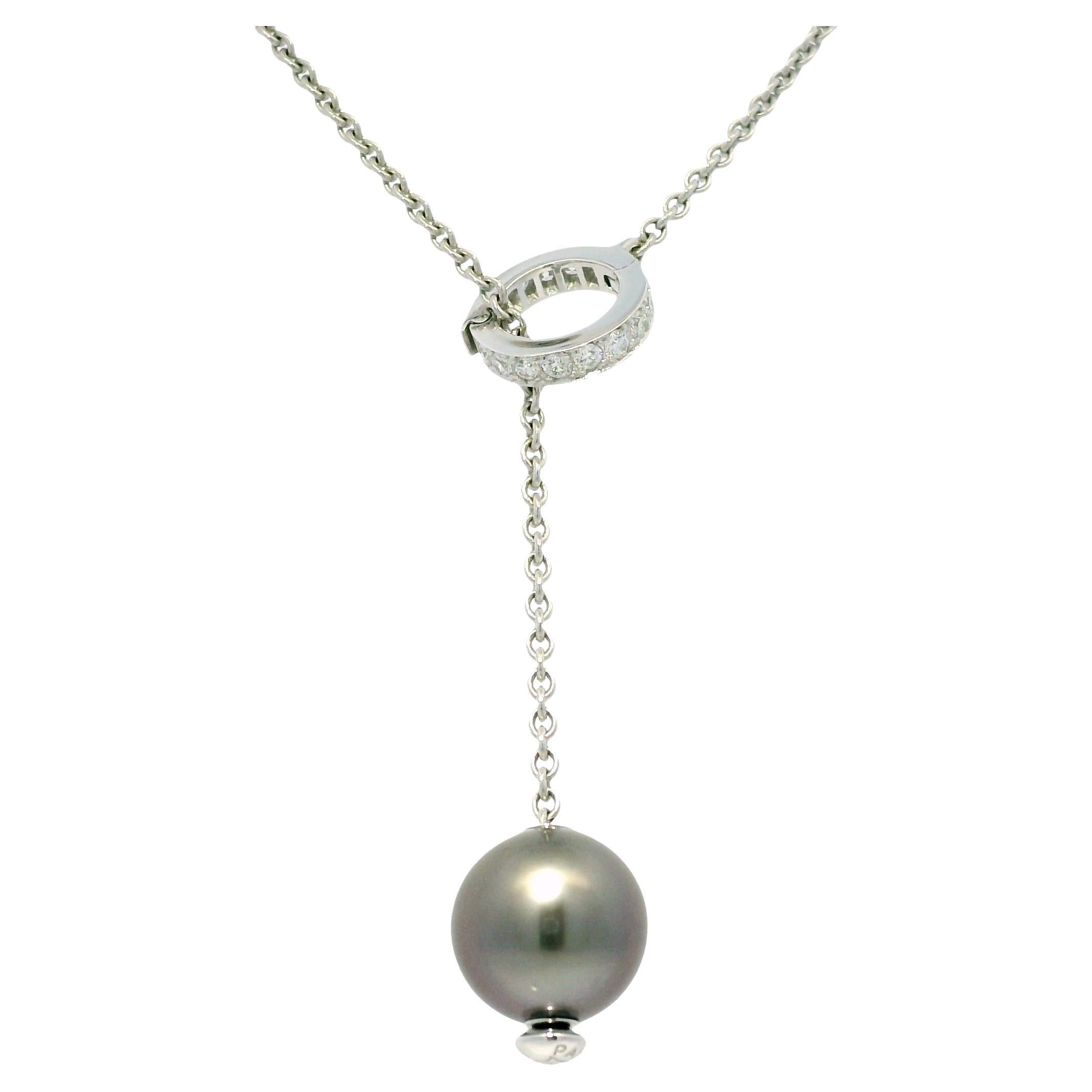 Mikimoto South Sea Pearl & Natural Diamond 18-Karat Lariat Necklace In Stock im Angebot