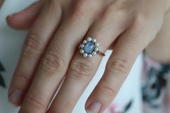 Mikimoto Star Sapphire Pearl Ring. 14k Mikimoto Sapphire Pearl Halo.