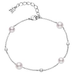 Mikimoto Cultured Pearl and Diamond Station Bracelet MDQ10036ADXW