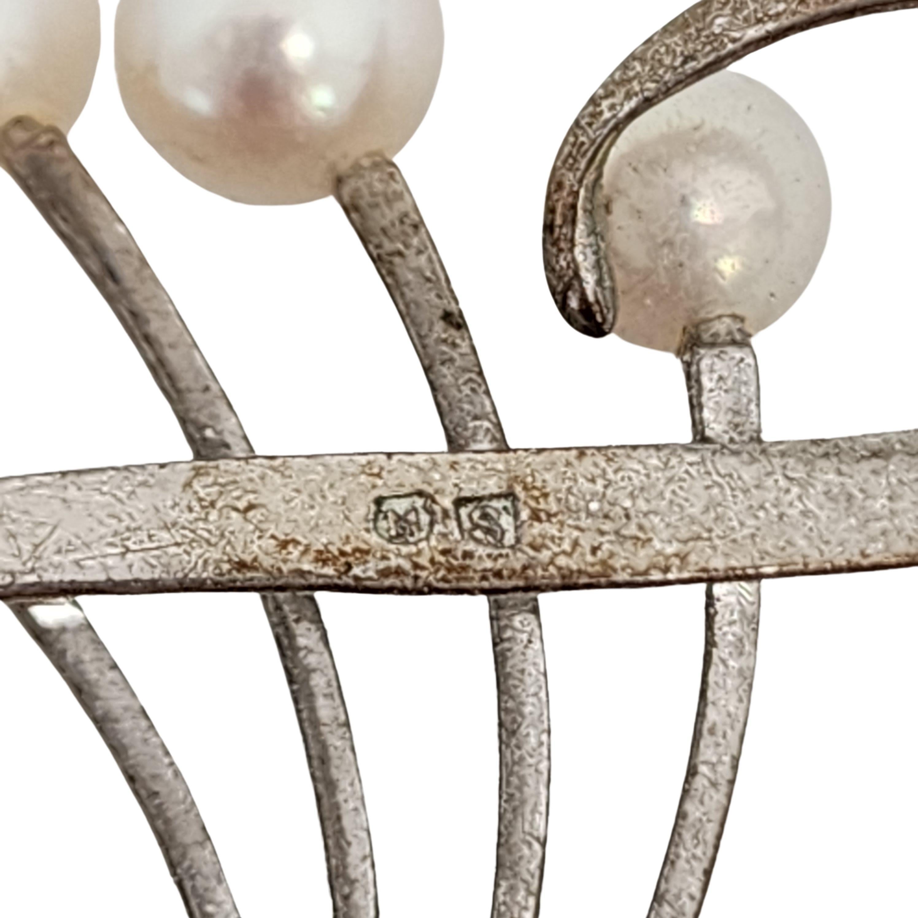 Mikimoto Broche/épingle Akoya en argent sterling et perle #16719 en vente 2